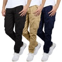 Black & Khaki & Navy 36 3-Pack Men's Flex-Stretch Cotton Cargo Pants, 31-Inch Inseam - Comfortable and Durable